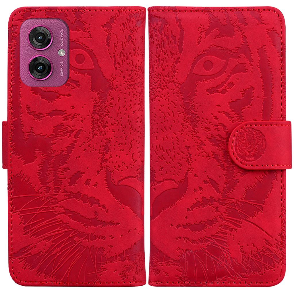 For Motorola Moto G55 5G Case Tiger Imprint Leather Wallet Phone Cover