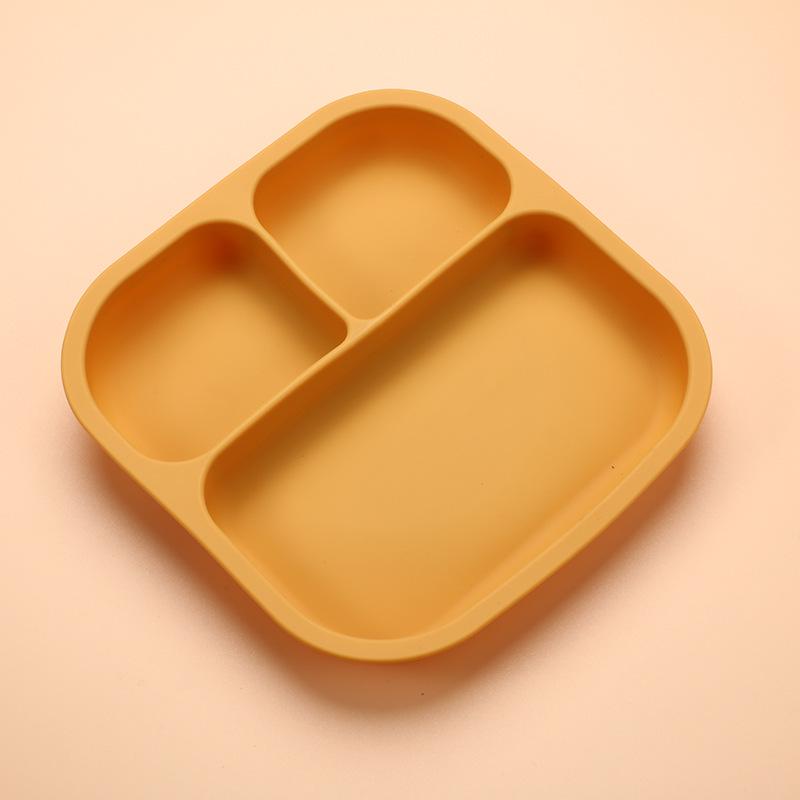 

Пятнистая детская силиконовая тарелка пищевого класса - Устойчивая к падениям, трехсекционная с присоской.