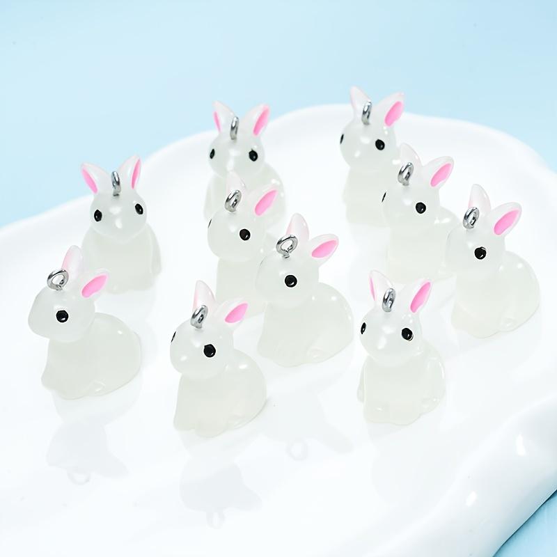 10pcs Cute Bunny Pendant Set, Resin Animal Pendants for DIY Jewelry Making - Earrings and Necklace Supplies