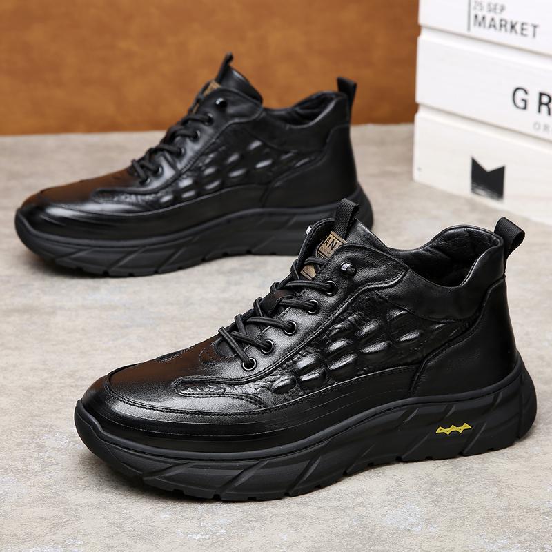 

Повседневная модная брендовая обувь из натуральной кожи, мужские кроссовки, новинка весна-осень, мужские туфли из коровьей кожи с одной ногой на плоской подошве 44 чёрный