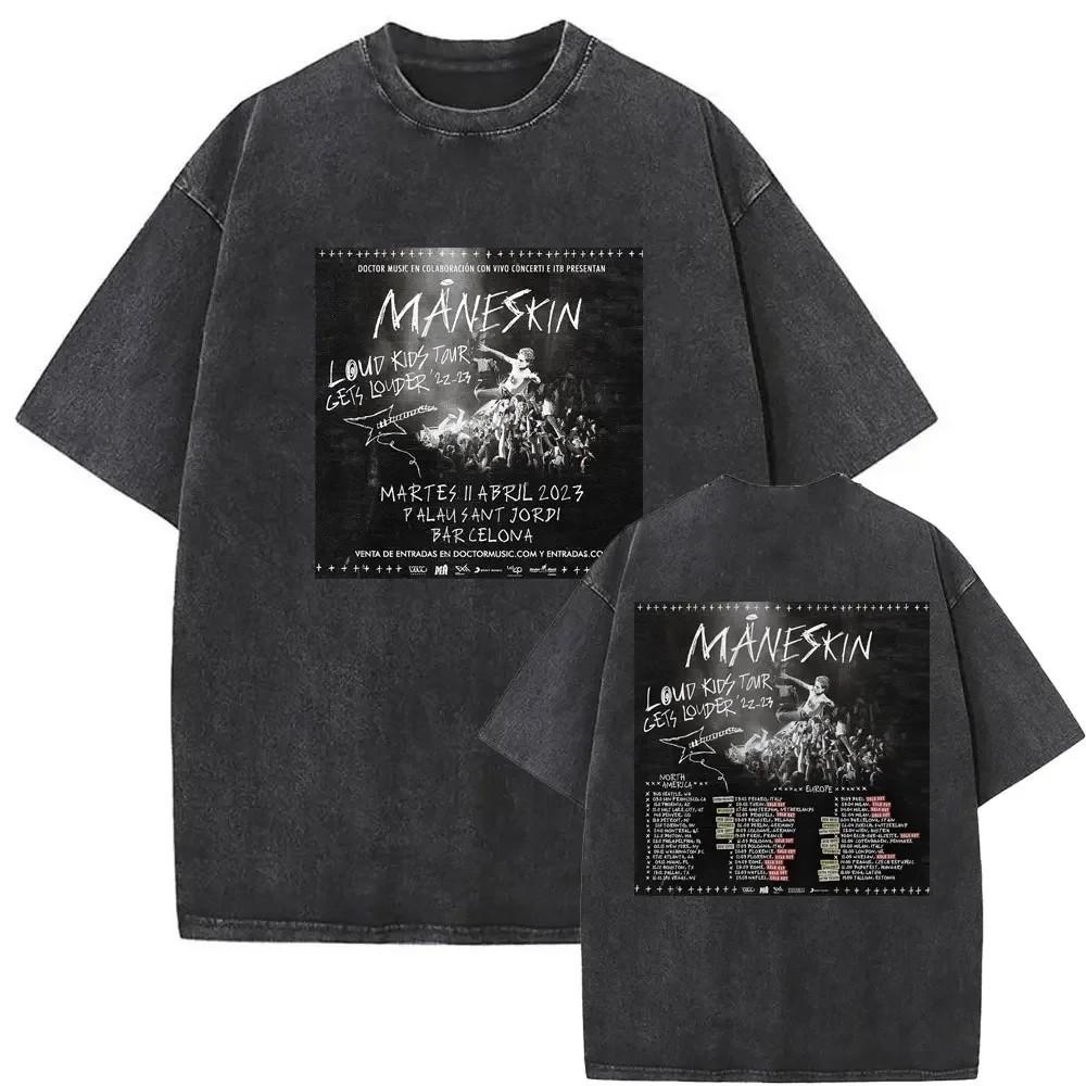 Maneskin Cotton Oversized Mneskin TShirt Washed Italian Rock Band Tee Unisex