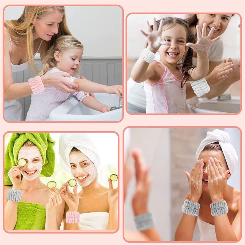 2PCS Spa Wrist Washband Reusable Soft Microfiber Wash Towel Band Wristbands for Women Washing Face Absorbent Wrist Sweatband