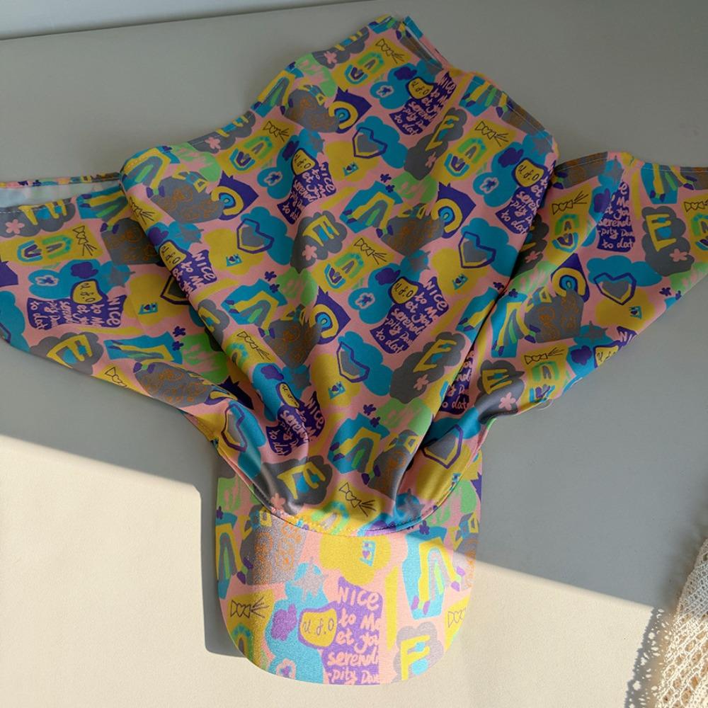 Printed Scarf Baseball Cap Paintings Strappy Scarf Hat Portable Letter Headscarf Hat  Spring Style 2