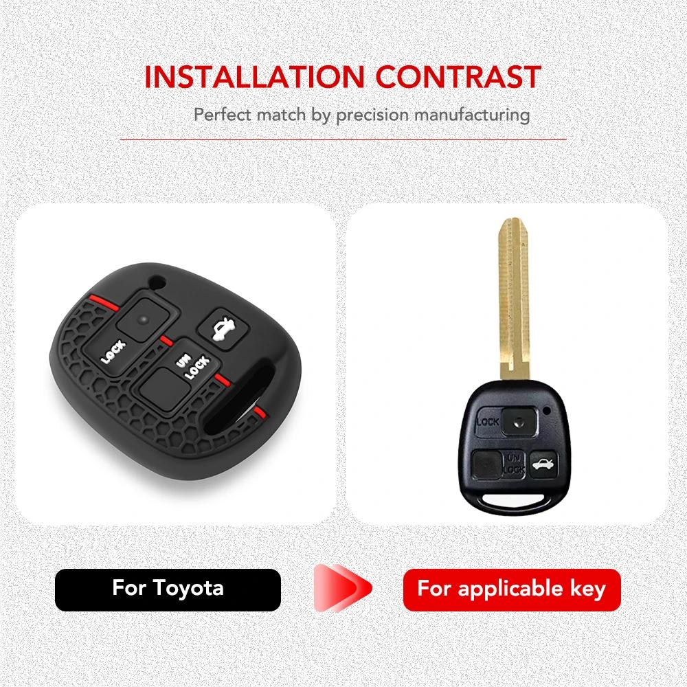 2 3 Knappar Silikon Bilnyckelfodral Skydd Skal För TOYOTA CAMRY RAV4 Corolla PRADO YARIS Tarago För LEXUS Skydd Nyckelring