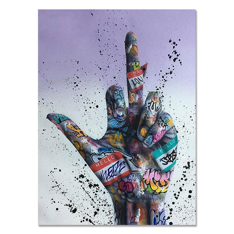 Abstraktní pouliční graffiti umělecká grafika Milovník líbání Malba na plátně Plakáty a tisky Ruční obraz na zeď do obývacího pokoje Home Decor
