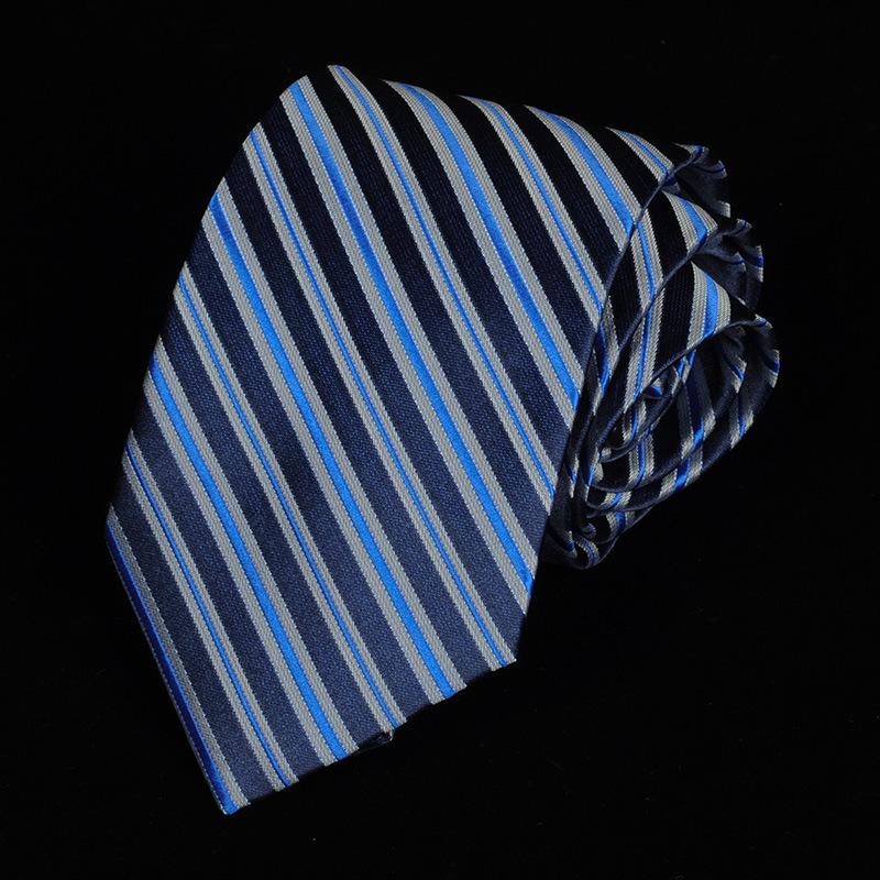 

Мужской галстук 8 см в черно-синюю полоску и горошек - Формальная свадебная и деловая одежда