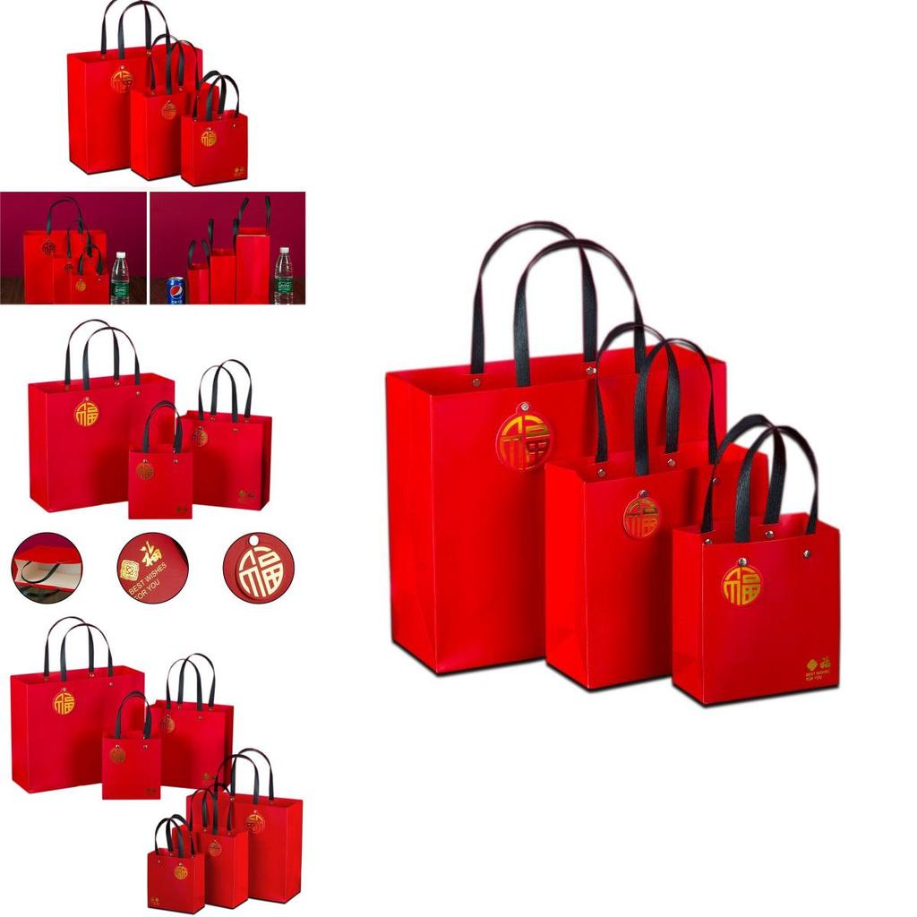 Joyful 2022 Tiger Year Zodiac Gift Bag In Vibrant Red Eco-friendly Design For Celebrations