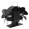 Heat Powered Stove Fan 3 Heads 18 Blade Aluminum 270 Degree Blowing Fireplace Fan with Protective Cover Handle for Home Wood