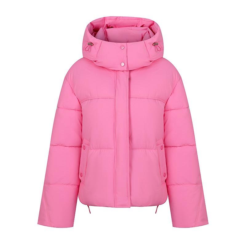 Padded-on women's short hooded new pink casual padded jacket small bread jacket jacket