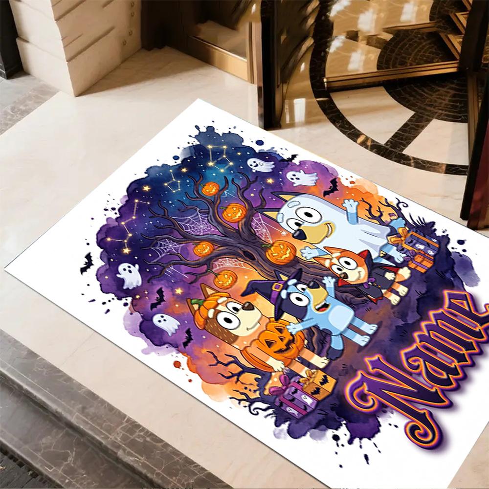 Halloween Night Adventure Personalized Text Area Rug Perfect for Entryway Bedrooms Foyer Hallway Anti-slip Rug Office Home Decor