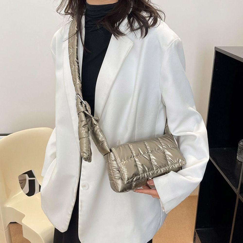 Waterproof Women's Shoulder Bag Korean Style Small Square Bag Winter Space Cotton Bag  Female
