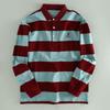 Men's Long-Sleeve Polo Shirt with Striped Embroidery, Stylish Business Casual Top, Export Surplus