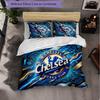 Chelsea FC Pattern 3 Pieces Bedding Set Soft Microfiber Duvet Cover with Pillow Cases for Bedroom