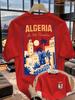 Unisex puur katoenen T-shirt Algerije Stadsgezicht Grafische T-shirts Casual Dagelijkse Streetwear Ronde Hals Korte Mouwen Top Voor Reisliefhebbers