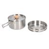 Cooking Pot and Pan Set 304 Stainless Steel Portable Camping Cookware Mess Kit with Storage Bag for