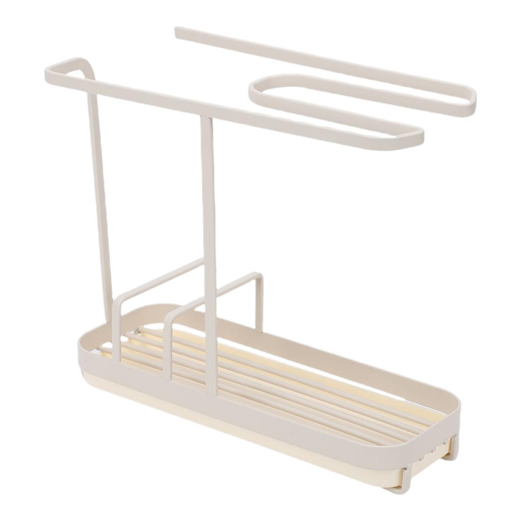 Kitchen Sink Multifunctional Metal Sponge Soap Brush Storage Rack with Towel Holder