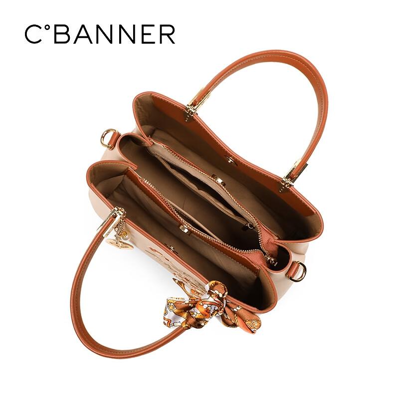 C.BANNER Women's Crossbody Bag, Leather Handbag, Shoulder Bag, Khaki