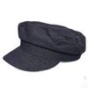 Flat top casual denim cap showing face small newsboy octagonal hat fashion shopping beret children shading trend