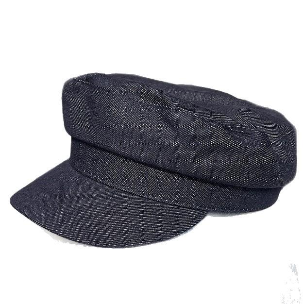 Flat top casual denim cap showing face small newsboy octagonal hat fashion shopping beret children shading trend