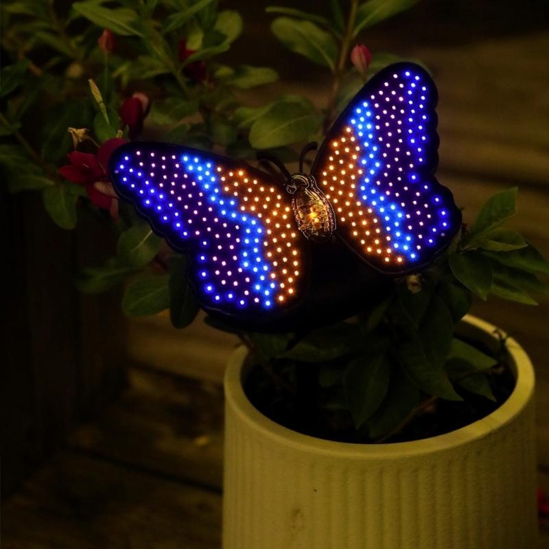 Entryway Solar Butterfly Light with LED Accent, Rechargeable Battery, Approx 7.09 X 5.12 In Size, ABS Exterior Housing, and Single Lamp