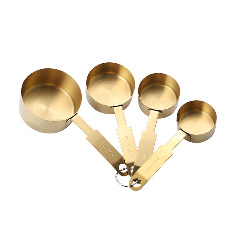 Piece 4 Modern Set Of Stylish Stainless Steel Measuring Cups And Spoons For Enthusiasts Baking