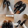 Cowhide version ~ Su Yinyin's same retro small gold buckle genuine leather thick sole is heightened and a foot of loafers women's small leather shoes