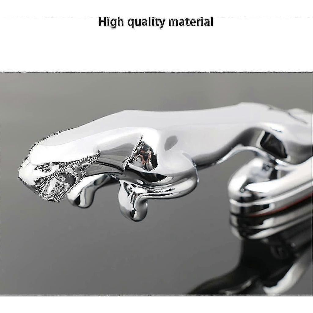 Vhodné pro Jaguar 3D emblémy – Chromovaný emblém kapoty ve tvaru leoparda pro automobily – Autopříslušenství