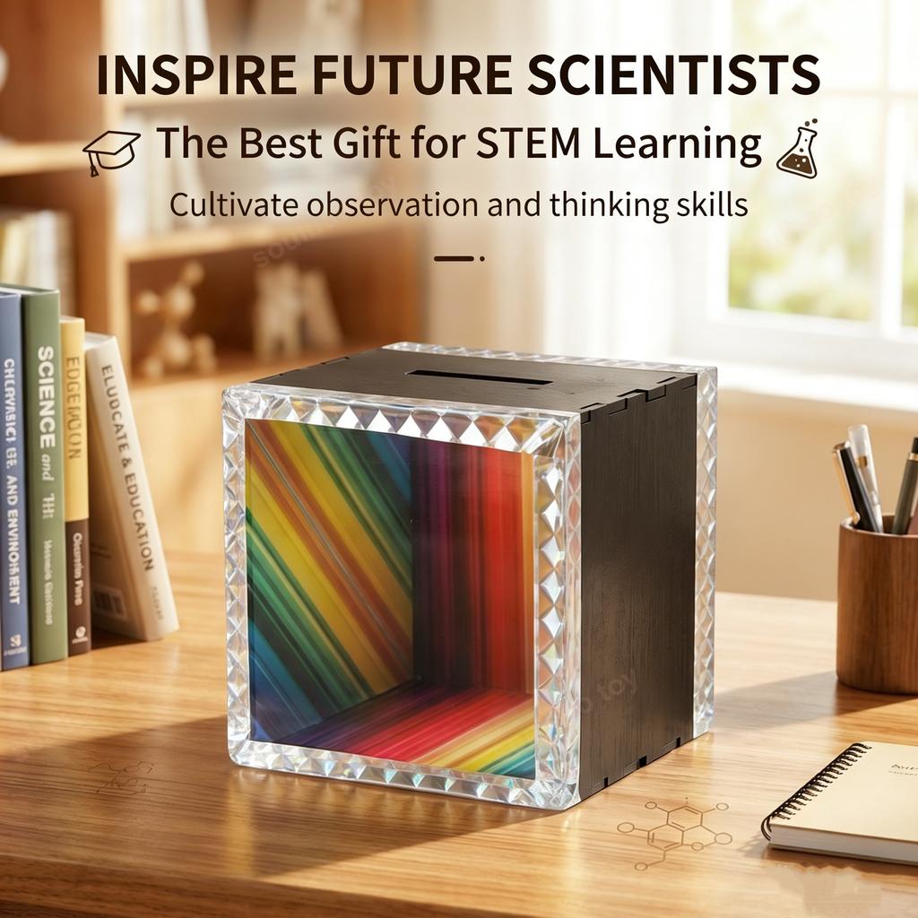 Diy Magic Box Coin Disappearance Trick Science Technology Production Invention Plane Mirror Image Puzzle Steam Toy For Adults