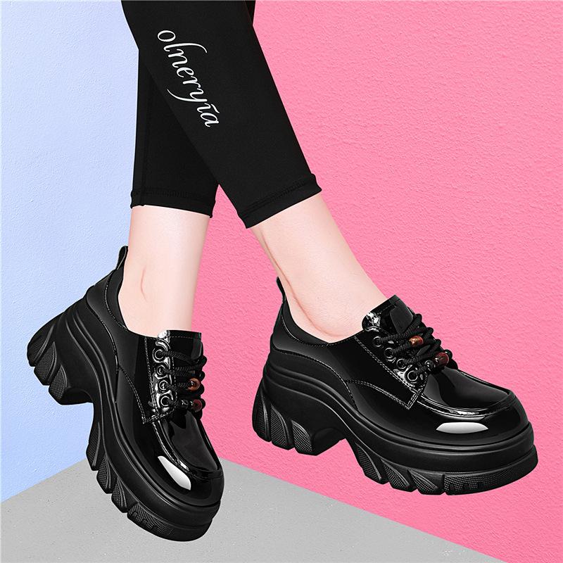 Women's shoes are fashionable and versatile, casual thick-soled new loafers for autumn and winter, mid-heel single shoes, small leather shoes