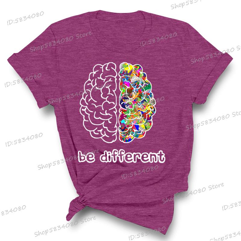 Autism Awareness Day Essential Tshirt Autist Brain Be Different Graphic T Shirts Autism Awareness Crew Neck Short Sleeve Tshirt