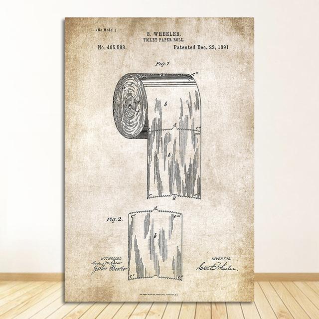 Paper Patent Poster Vintage Canvas Print Wall Art Picture Painting Modern Bathroom Decoration Industrial Style Toothpaste Toilet