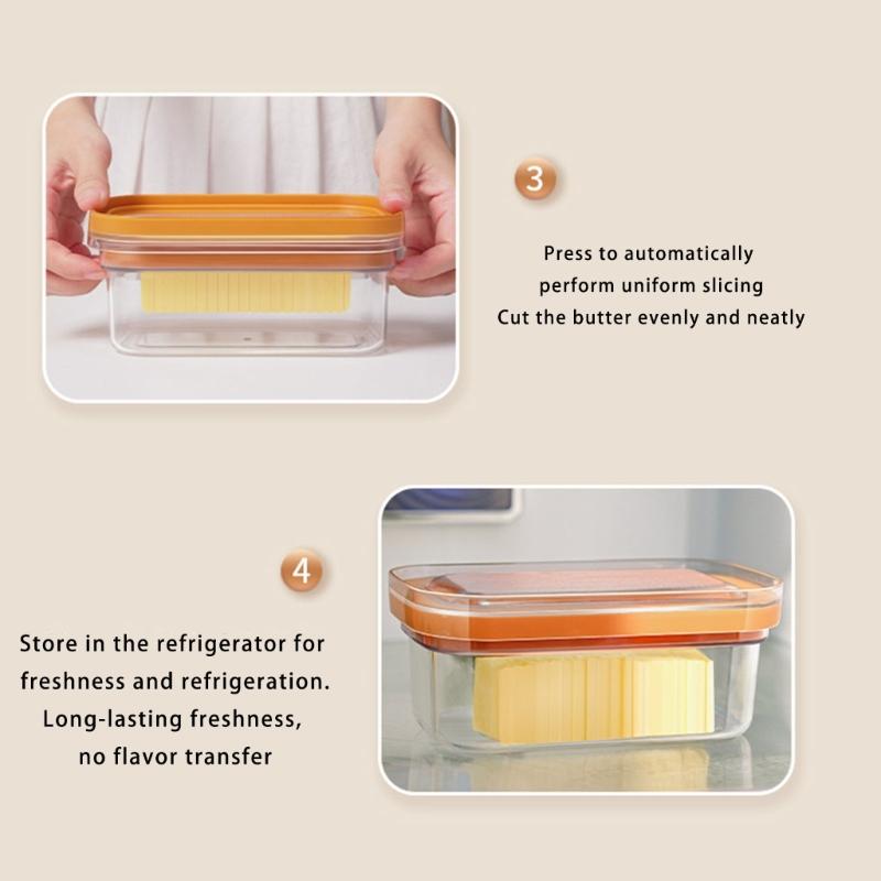 Food Grade Plastic Butter Storage Box with Cutter Leak Proof Container For Cheese Dairy Products Kitchen Organization