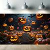 Design Jack-o'-lanterns Halloweenská párty pozadí Polyester pro fotokoutek, Párty akce, Sváteční oslava, Nástěnná dekorace