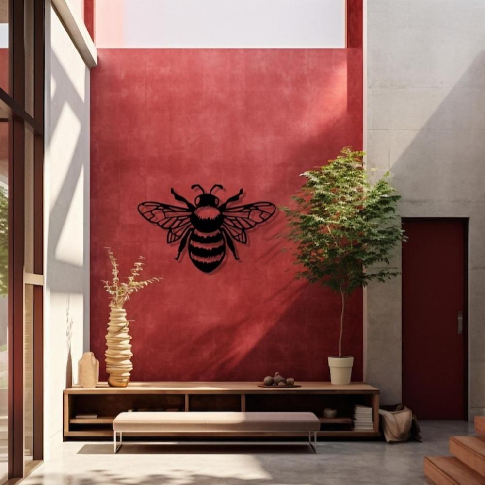 3D Metal Bumble Bee Wall Art, Handmade Insect Decor for Porch, Garden, Farmhouse Living Room