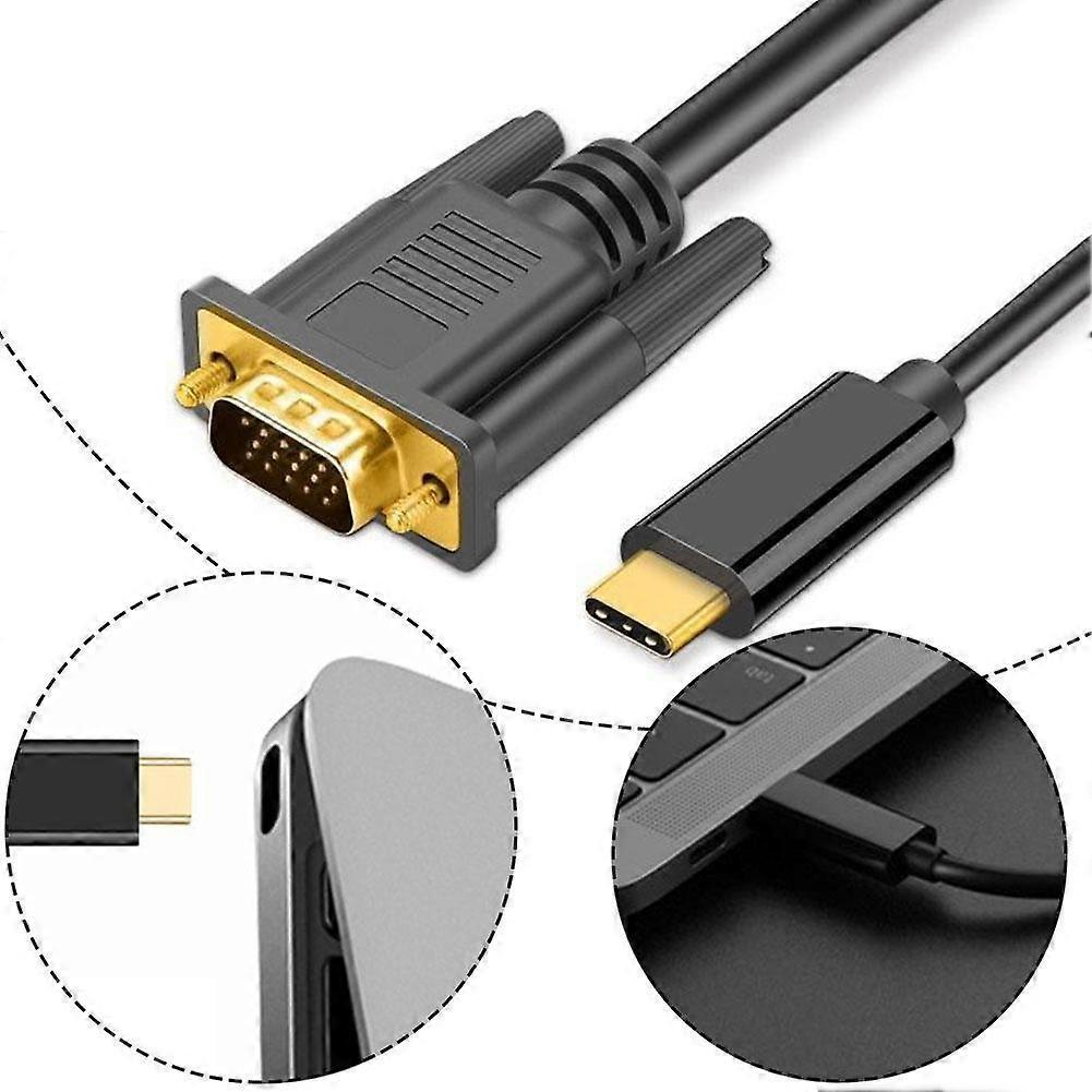 USB C TYPEC To VGA Cable 1080P Type C To VGA Converter Adapter Cable for Laptop