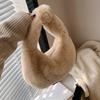 Women Solid Color Faux Rabbit Fur Dumpling Bag Mini Plush Phone Purse Niche Design Fashionable Shoulder Crossbody Handbag