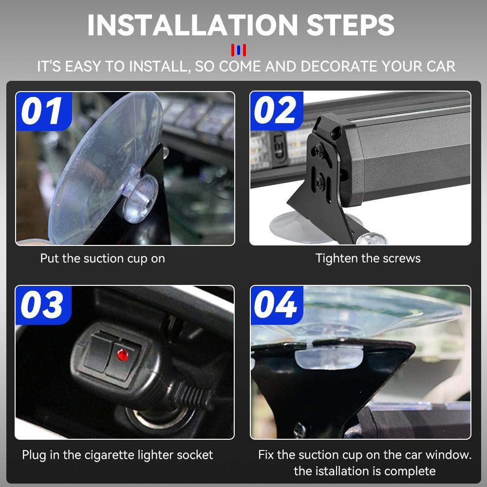 LED Universal Car Strobe Light Flasher Vehicle Windshield Flashing Warning Signal Lamp Red Blue Police Emergency Lights 12V