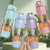 1PC Fresh Pineapple Plant Print 750ml Color Plastic Sports Water Bottle Leakproof Flip Straw Lid Suitable for Sports Office Home Use