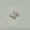 7-8mm Bread-Shaped Freshwater Pearl Earrings with S925 Silver & Gold Two-Tone High Heel Ear Hooks