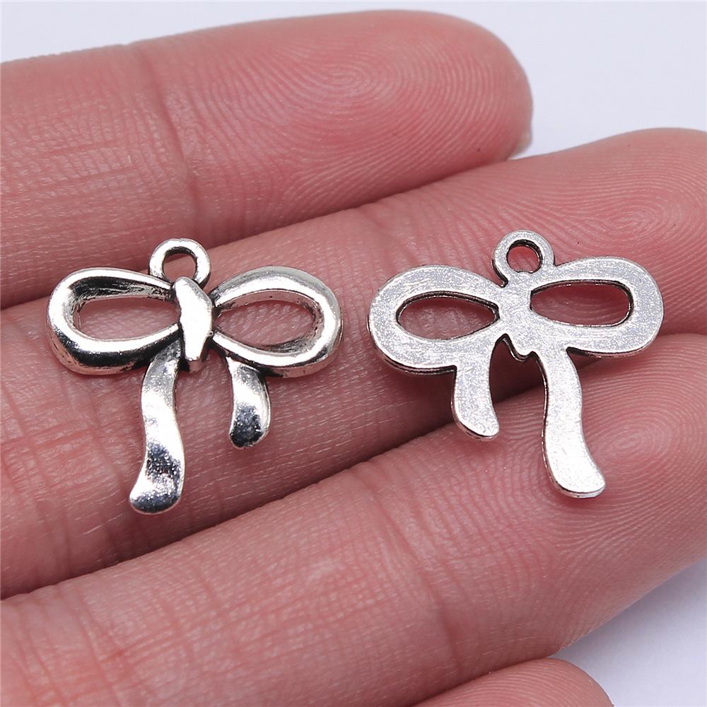 20pcs Bow Tie Connector Zinc Alloy Charm DIY Necklace Making Findings Handmade Tibetan Jewelry