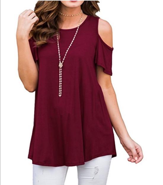 Cold Shoulder Tops Blouse Lady 