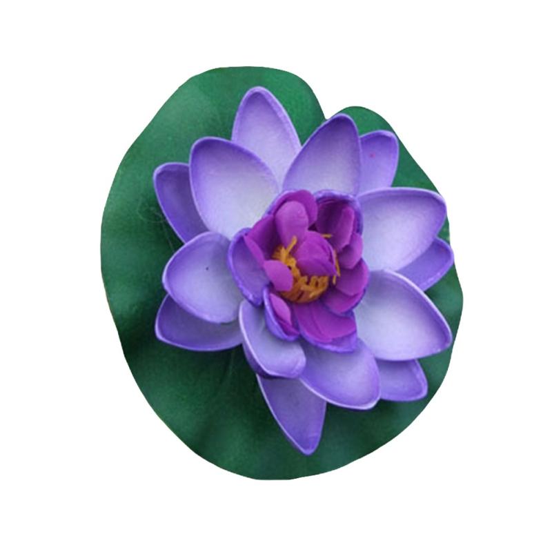 Artificial Floating Foam Lotus with Water Lily Pad Flower Lifelike Floral Ornanment for Home Garden Pond Decor Assorted Colors