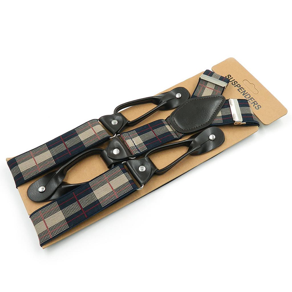 Stylish Classical Suspenders Adjustable Suspenders Elastic Chain Button End Dark Elastic Belt for Wedding Business Wear