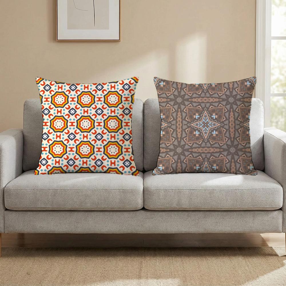 Moroccan Ethnic Pattern Cushion Cover Multi-Scene Pillow Cover for Home & Car - Reversible, Soft & Durable for Daily Use