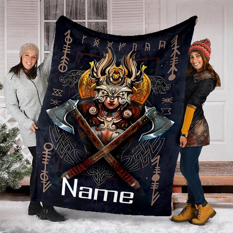 Personalized Custom Name Blanket - Viking Sign Print Design,Blanket for Sofa,Bed,Travel,Camping - Soft and Warm, Great Gift