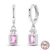 Luminous Shell Women Earrings Original 925 Sterling Silver Pave CZ Star Moon Hoop Earrings Engagement Wedding Jewelry