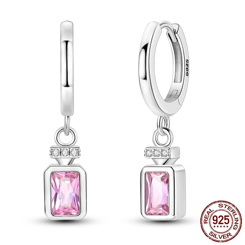 Luminous Shell Women Earrings Original 925 Sterling Silver Pave CZ Star Moon Hoop Earrings Engagement Wedding Jewelry