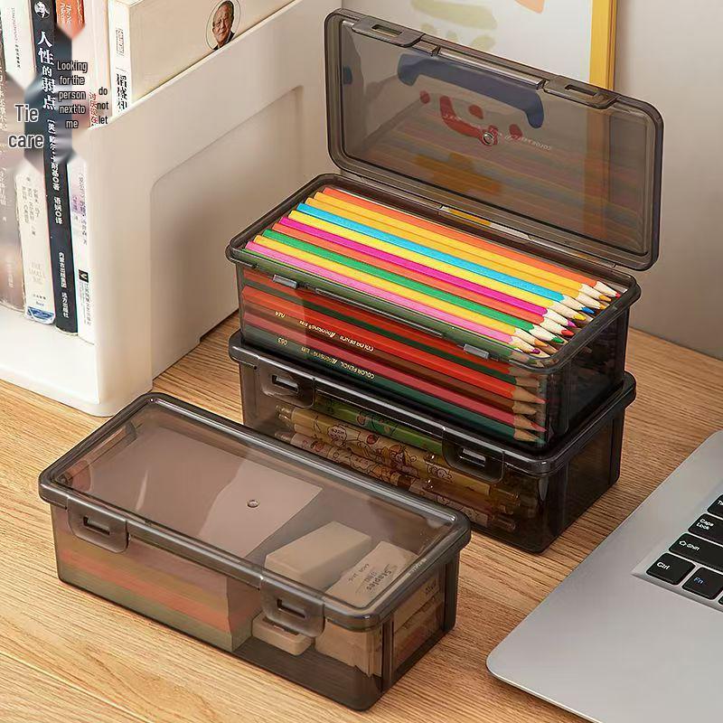 

Большой прозрачный пенал: Коробка для хранения канцелярских принадлежностей для цветных карандашей, мелков и принадлежностей для эскизов