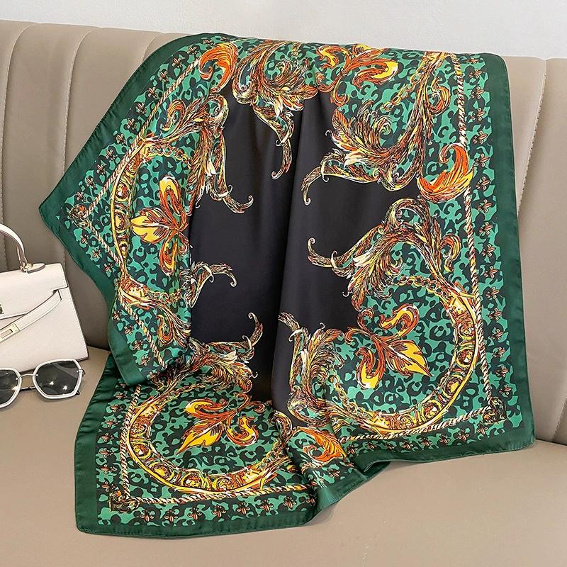Luxury New Style Square Headscarf Women Sunscreen Beach Kerchief Popular The Four Seasons Scarves  Design 70X70CM Silk Hijab