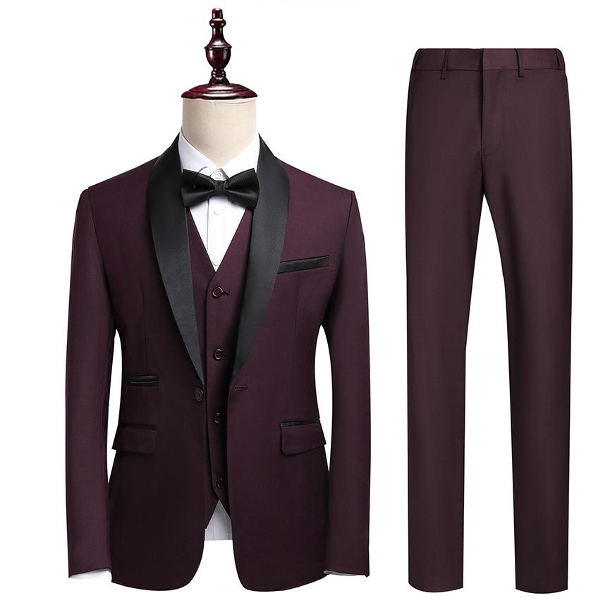 

Чоловічий костюм Business Casual Костюм Чоловічий Весільний Костюм Нареченого Slim Fit Чоловічий 6XL темно-червоний колір